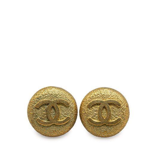 Chanel Vintage Coco Mark Round Earrings Gold