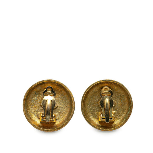 Chanel Vintage Coco Mark Round Earrings Gold