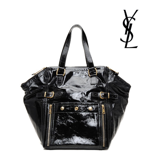 Yves Saint Laurent Patent Leather Tote Bag Black