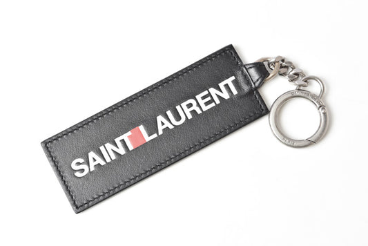 Saint Laurent Leather Keyring Black