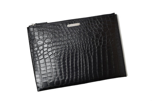 Saint Laurent Crocodile Embossed Leather iPad Clutch