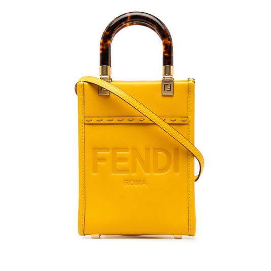 Fendi Sunshine Small Logo Leather Handbag 2WAY