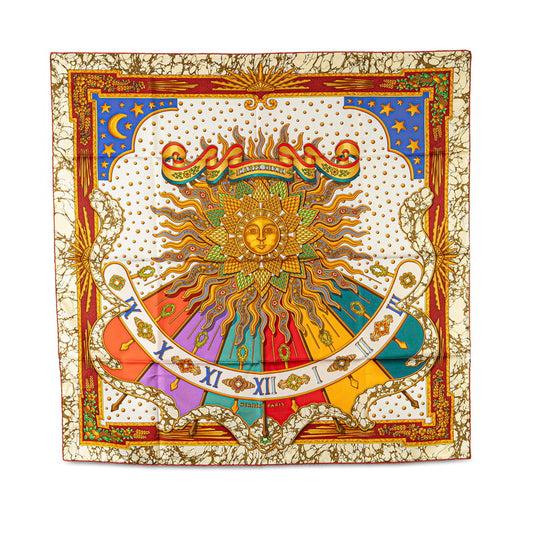 Hermes Silk Scarf Carpe Diem White Gold