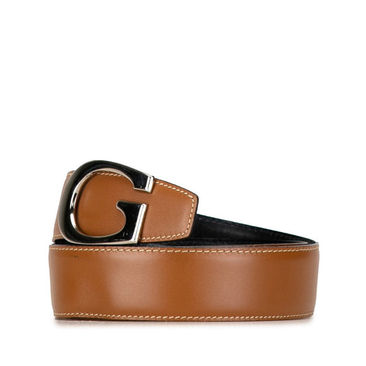 Gucci Leather G Buckle Belt Brown Silver