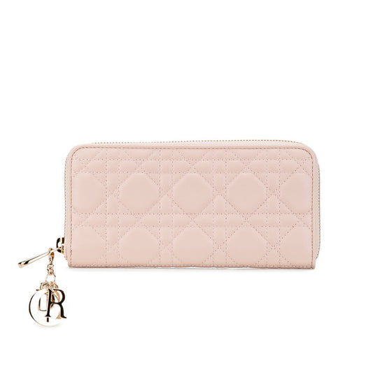 Dior Cannage Leather Zip Wallet Pink