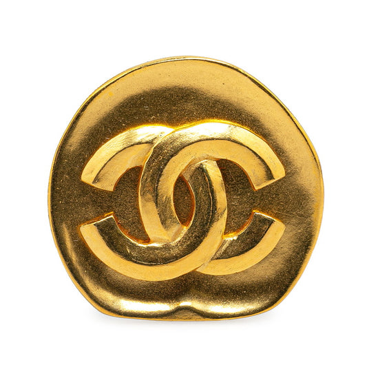 Chanel Vintage Coco Mark Brooch Gold Plated