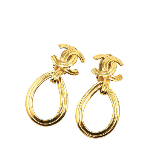 Chanel Vintage Coco Mark Gold Earrings