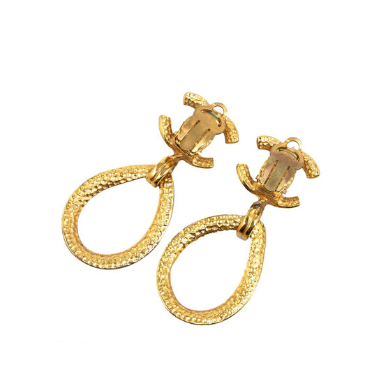 Chanel Vintage Coco Mark Gold Earrings