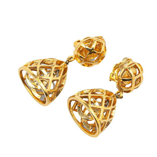 Chanel Birdcage Motif Swing Earrings Gold