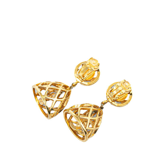 Chanel Birdcage Motif Swing Earrings Gold